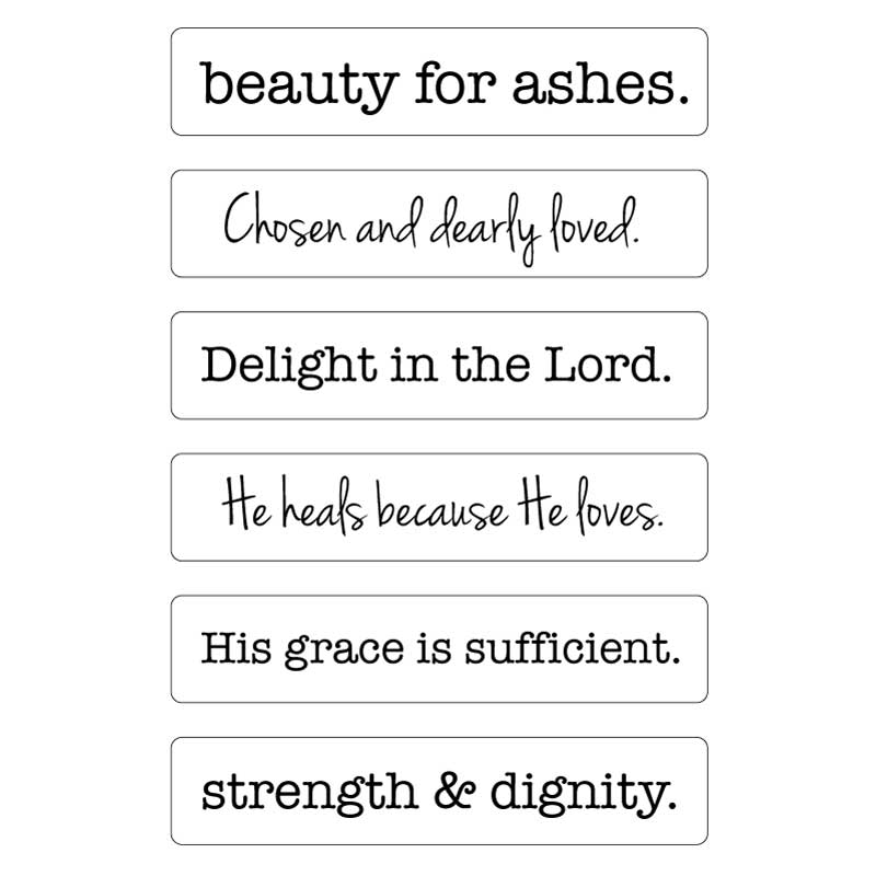 Beauty for Ashes, He Heals Because He Loves – Rectangle Scripture Pendant Necklaces, Gold, Silver