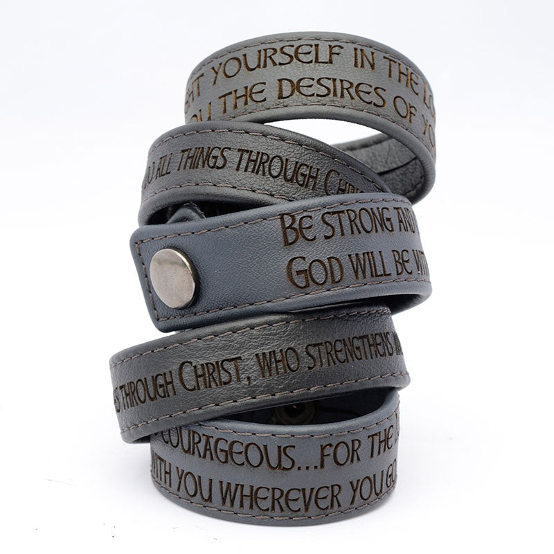 ScriptCharms Laser Engraved Italian Leather Bracelets