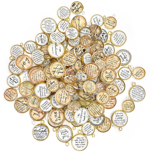 Scripture Charms for Jewelry Making, 20mm, Silver, Gold