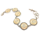 I AM – Christian Affirmations Scripture Bracelet – Round Antique Silver Twist Edge Design – Bible Verse Charm Bracelet
