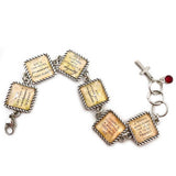 Proverbs 31 Scripture Bracelet – Square Antique Silver Twist Edge Design – with Swarovski Ruby-Red Rhinestone