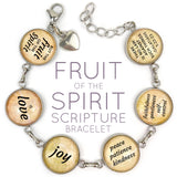 Fruit of the Spirit Scripture Bracelet – Galatians 5 Glass Charm Stainless Steel Bible Verse Bracelet