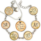 Personalized Grandmothers' Scripture Bracelet & Silver-Plated Christian Pendant Necklace Set – Personalized with Grandchildren's Names and Birth Dates!!