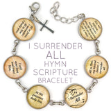 I Surrender All Hymn & Scripture Glass Charm Bracelet – Stainless Steel Bible Verse Bracelet