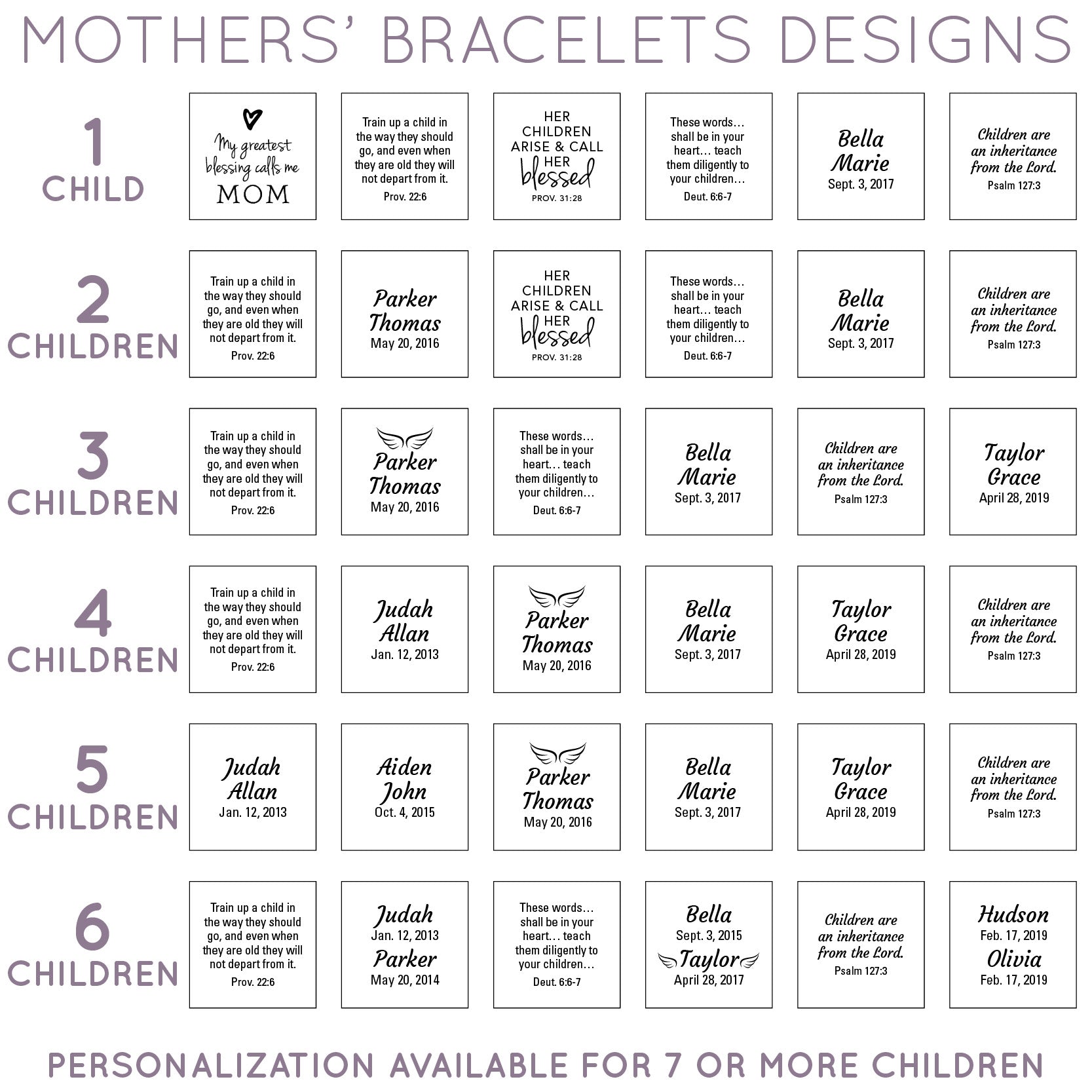 Personalized Mothers' Bracelets, Pendant Necklace & Earrings Sets – Feature Children's Names!