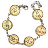 Names of GOD Yahweh Hebrew Charm Bracelet, Glass Stainless Steel