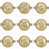 Over 60 popular Scripture verses to choose from! Keep the promises from God close to your heart. Our beautiful, silver-plated glass pendant necklaces feature the Bible verse that you love most! Scripture necklaces are a meaningful Christian gift for Confirmation, Baptism, First Communion, Graduation, Bat Mitzvah, or a Religious event.