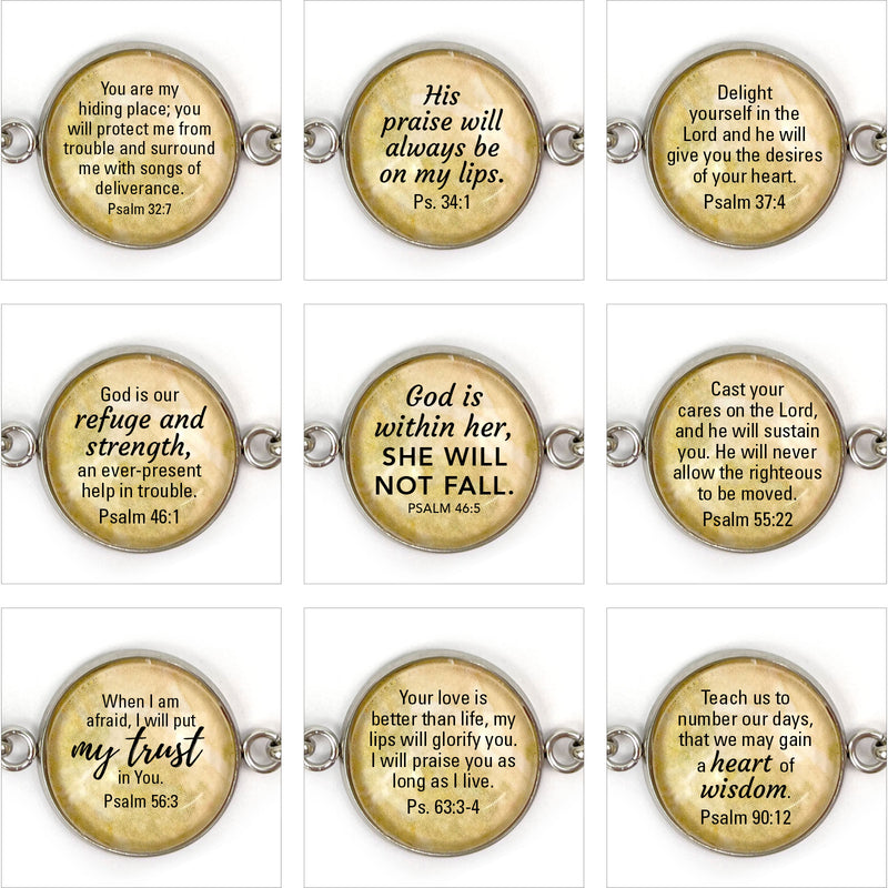 Over 60 popular Scripture verses to choose from! Keep the promises from God close to your heart. Our beautiful, silver-plated glass pendant necklaces feature the Bible verse that you love most! Scripture necklaces are a meaningful Christian gift for Confirmation, Baptism, First Communion, Graduation, Bat Mitzvah, or a Religious event.