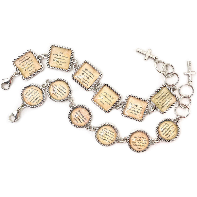 Serenity Prayer Christian Bracelet – Square Antique Silver Twist Edge Design