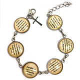Serenity Prayer Christian Glass Charm Stainless Steel Bracelet
