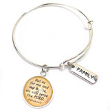 Family and Scripture Charm Bangle Bracelet - Joshua 24:15 Word+Scripture Christian Affirmations Jewelry, Silver