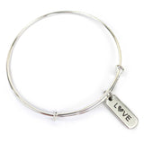 Beautiful, Believe, Blessed, Brave, Dream, Word+Scripture Charm Bangle Bracelet - Christian Affirmations Jewelry, Silver