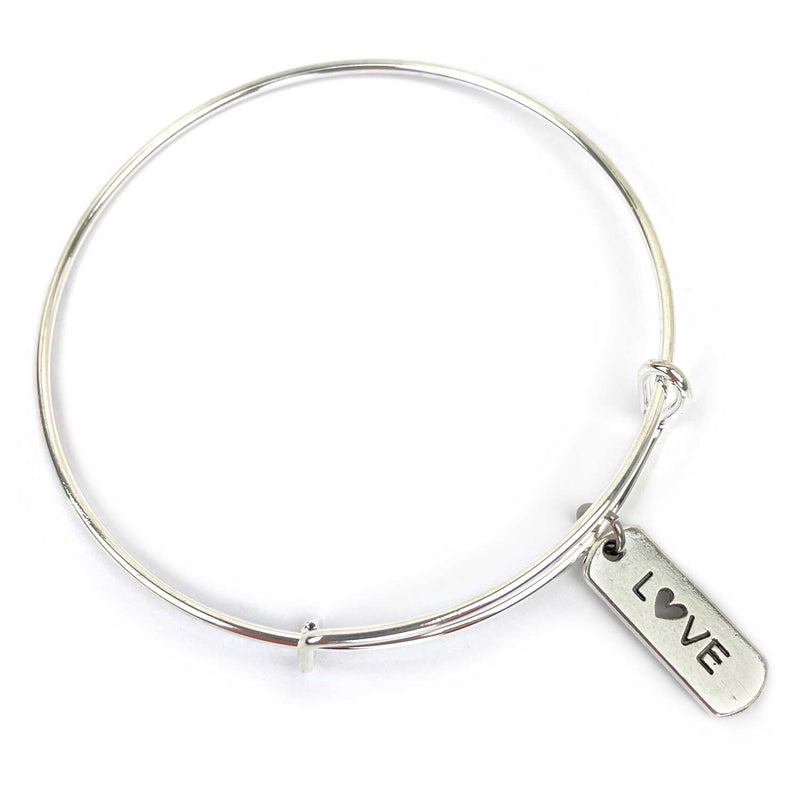 Family and Scripture Charm Bangle Bracelet - Joshua 24:15 Word+Scripture Christian Affirmations Jewelry, Silver