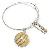 Trust and Scripture Charm Bangle Bracelet - Psalm 32:7 Word+Scripture Christian Affirmations Jewelry, Silver