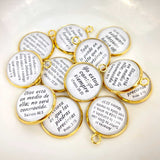 Spanish Scripture Charms – Set of 6 Religious Charms for Jewelry Making – 16 or 20mm, Gold – Bulk Christian Jewelry Charms