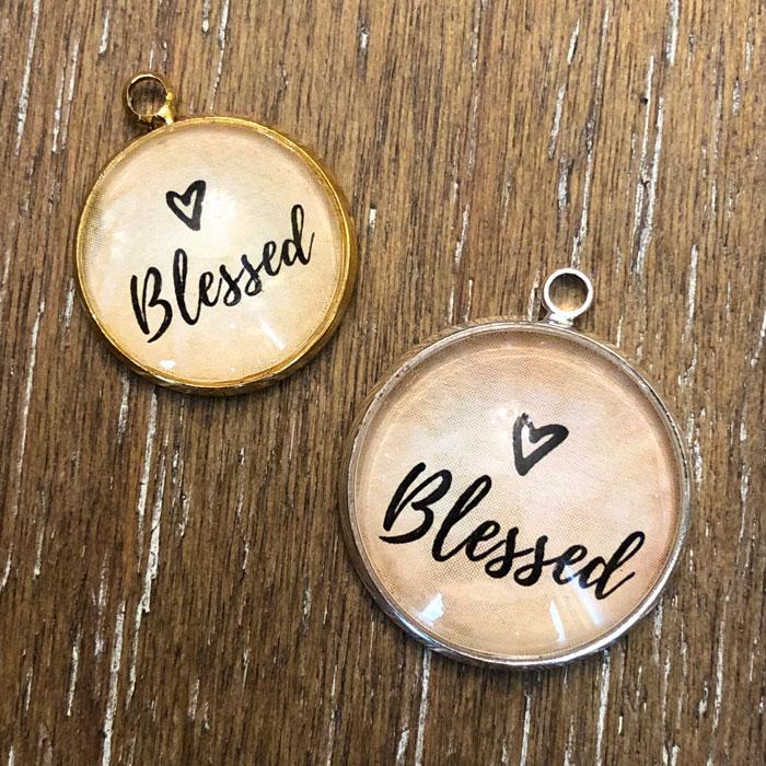 "Blessed" Glass Charms for Jewelry Making