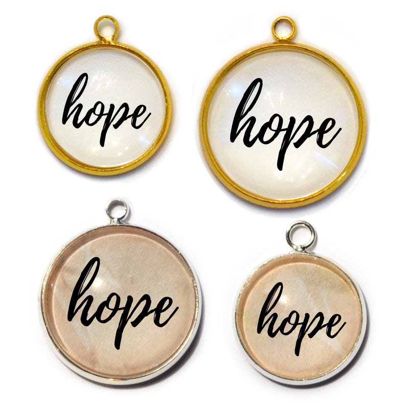"Hope" Glass Charms for Jewelry Making