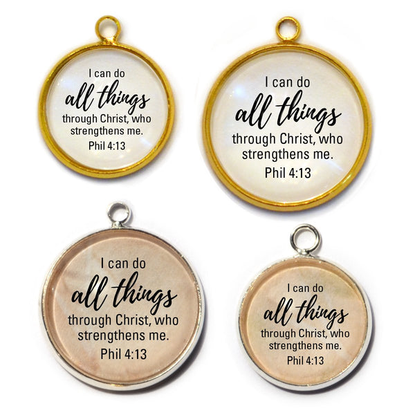 Copy of BULK – I Can Do All Things Through Christ, Phil 4:13 Scripture Charms for Jewelry Making, Qty. 12 - 100