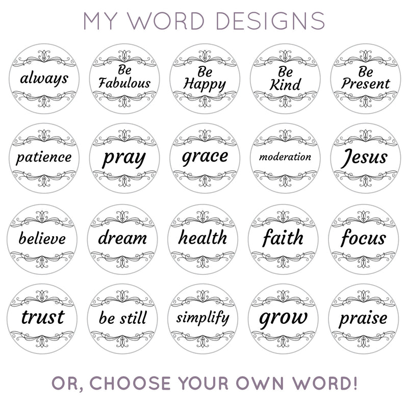 My Word 2022 – Keep Your Focus, Reach Your Goals! Charm Bangle Bracelet & Pendant Necklace