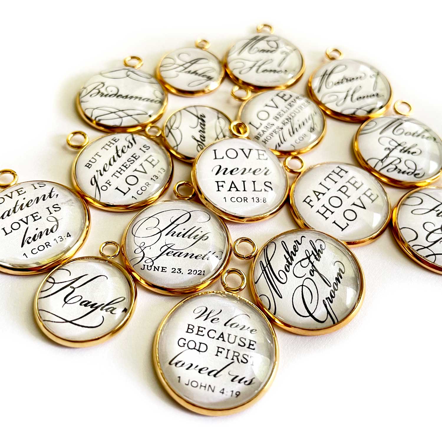 Bridal Party charms, personalized wedding charms, and Bangle Bracelet Making Kits, Wine Charms