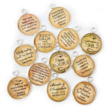 I Love Books & Reading, Glass Charm Set for Jewelry Making - Bulk Designer Charms - 16mm, 20mm Wholesale Book, Library, Reading Charms