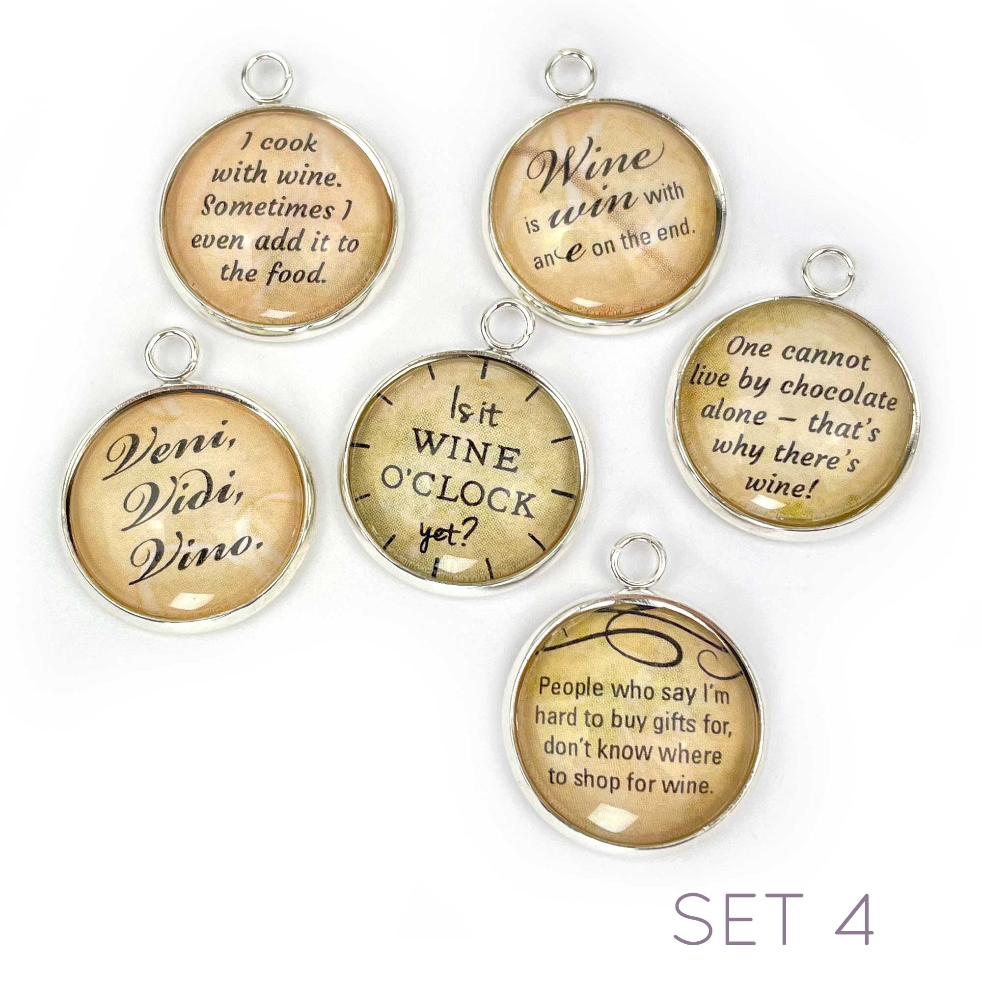 I Love Wine, Glass Charm Set for Jewelry Making - Bulk Designer Charms - 16mm, 20mm Wholesale Merlot, Vino, Wine Bottle, Wine Glass Charms