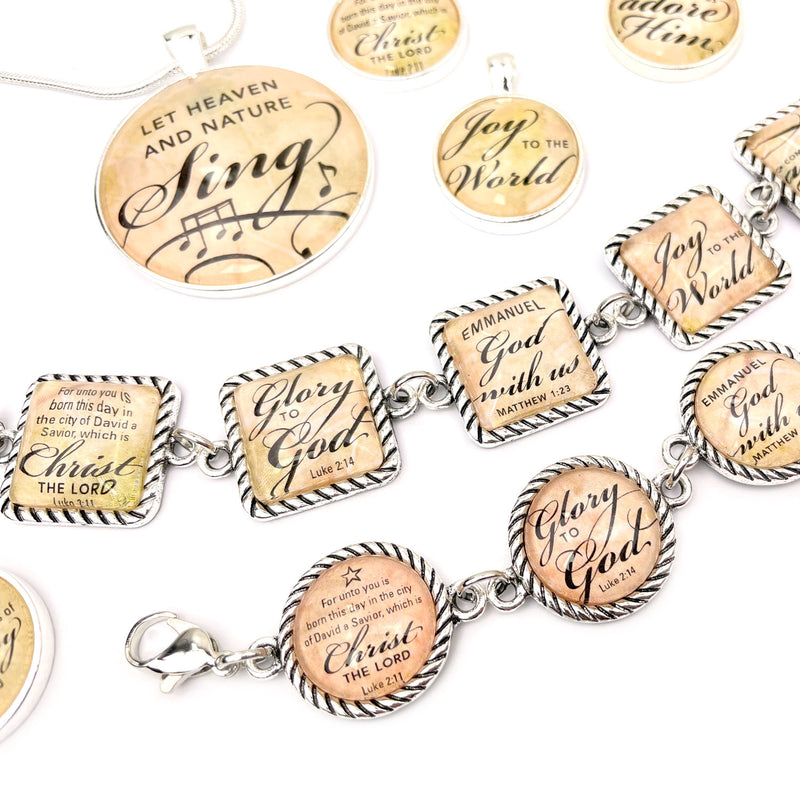 Christmas Scriptures Bracelets and Pendant Necklaces – Christmas Jewelry Set