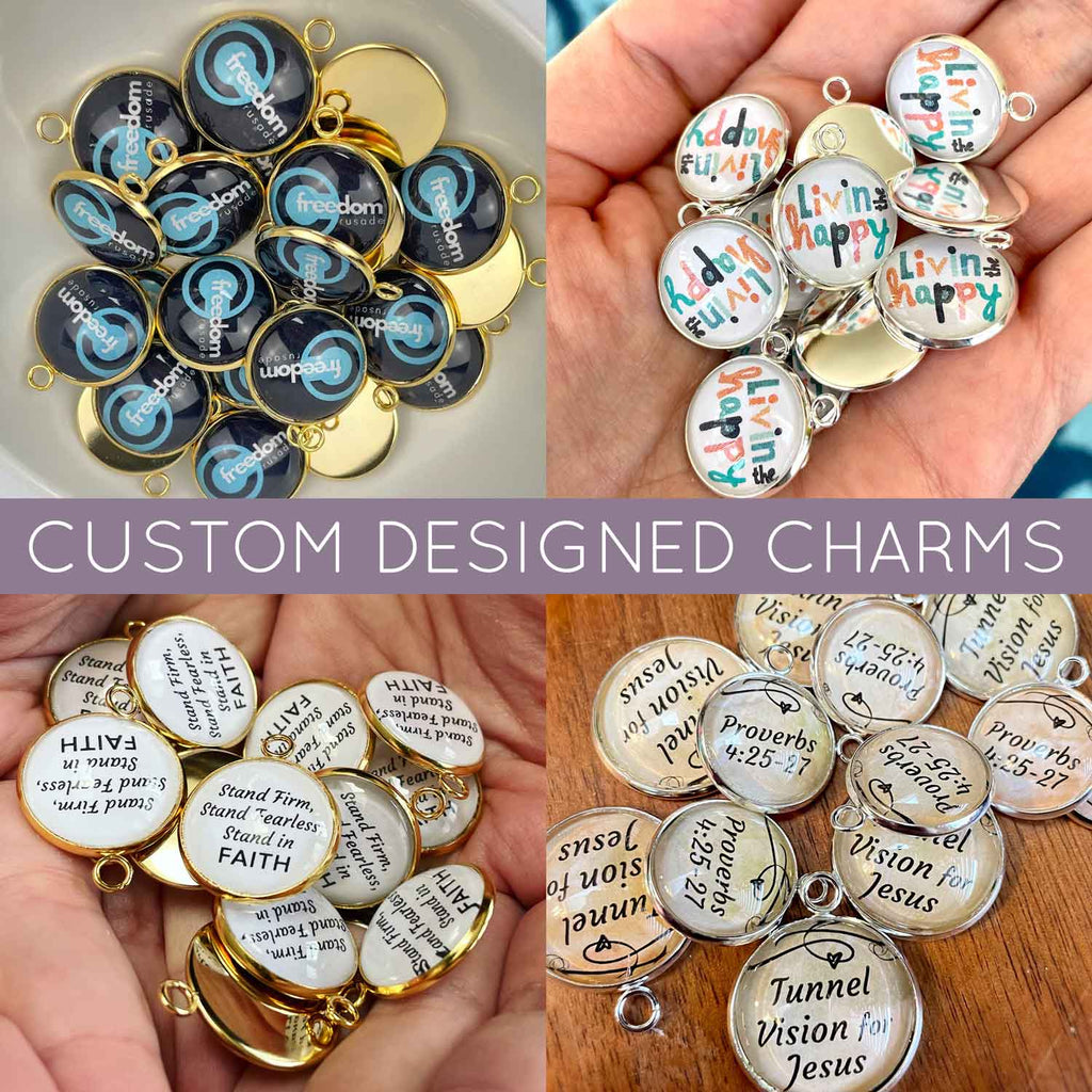 Custom Designed Charms for Jewelry Making Bulk Logo Charms 25mm / Silver / 3 Charms
