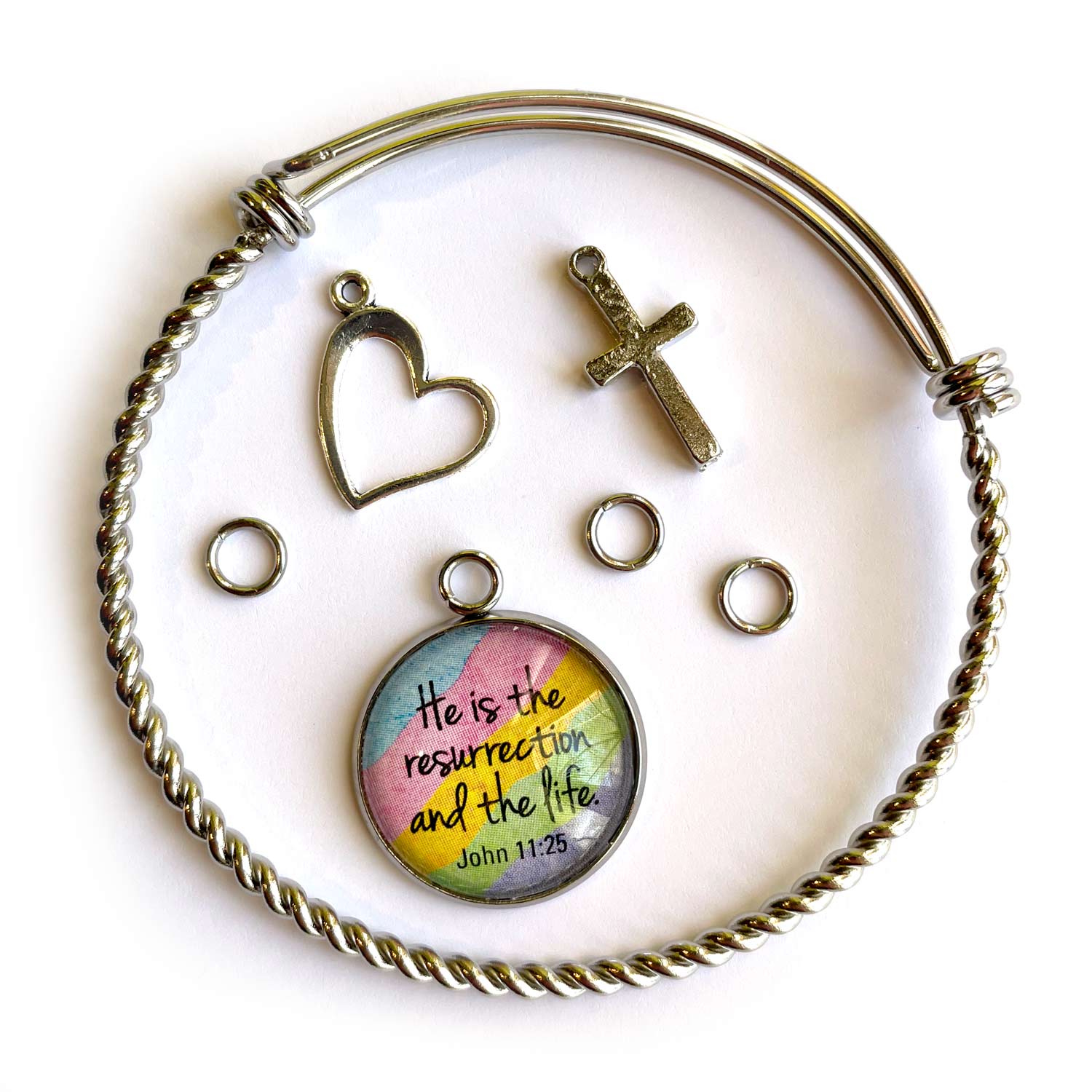 DIY Colorful Easter Scripture Charm Bangle Bracelet Making Kit