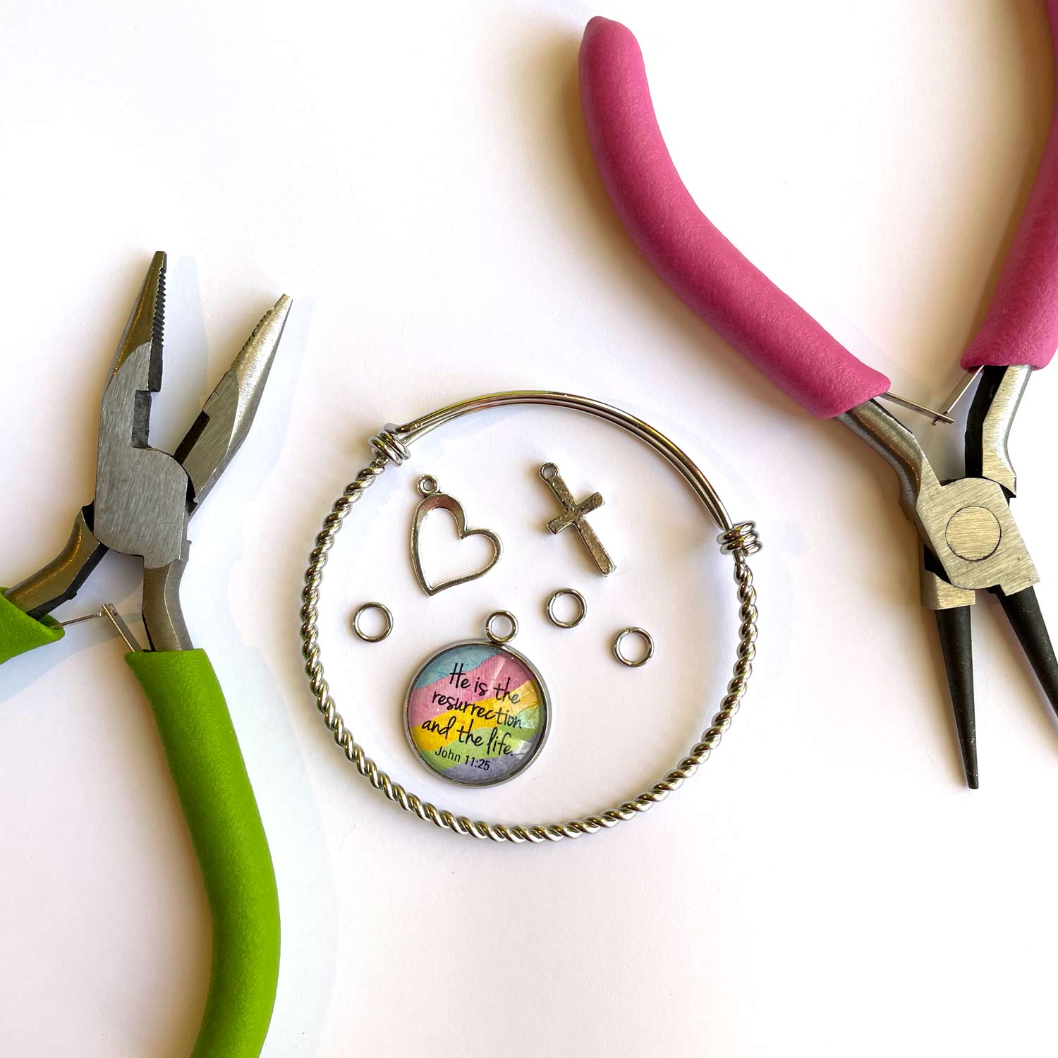 DIY Colorful Easter Scripture Charm Bangle Bracelet Making Kit