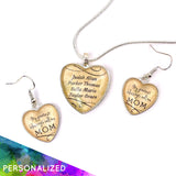 Mothers' Heart Personalized Heart Pendant Necklace & Earring Set – Feature Childrens’ Names!