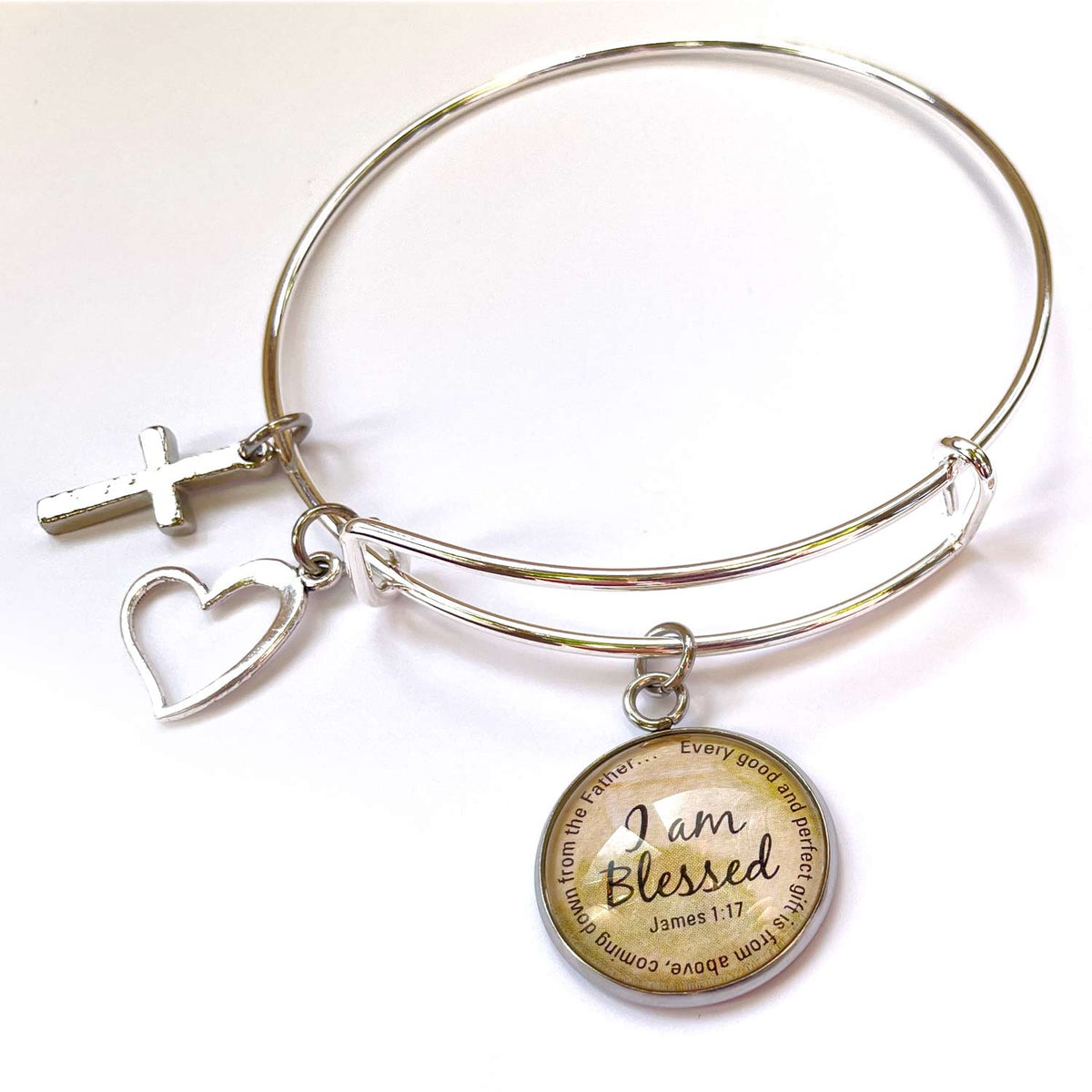 DIY Christian Scripture Charm Bangle Bracelet Making Kit, 5-Pack