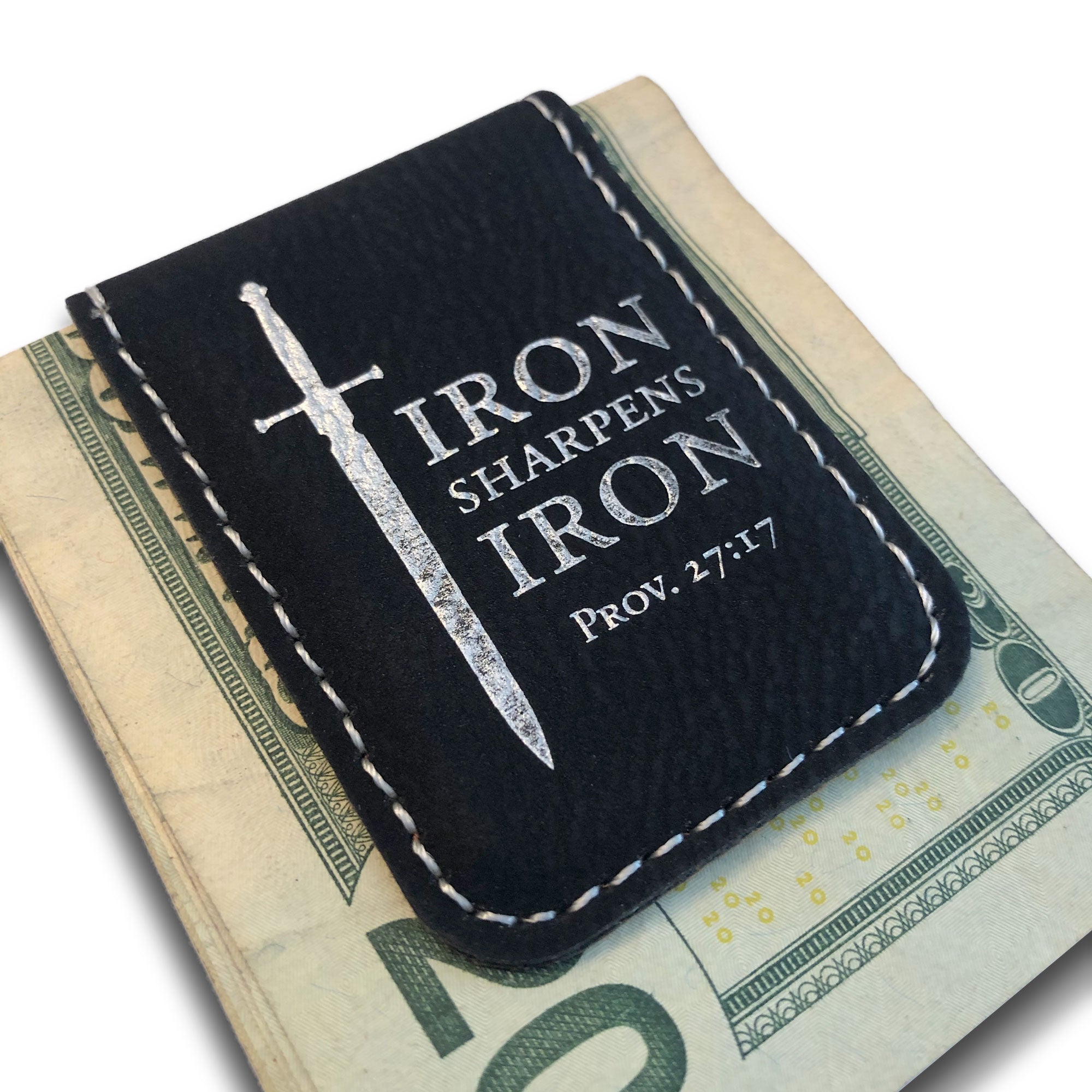 Iron Sharpens Iron, Proverbs 27:17 – Engraved Money Clip