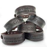 ScriptCharms Laser-Engraved Brown Leather Scripture Bracelet with Watch Band Clasp