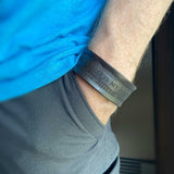 "Refuge in the Lord" Psalm 34:8 Laser-Engraved Brown Leather Scripture Bracelet with Watch Band Clasp