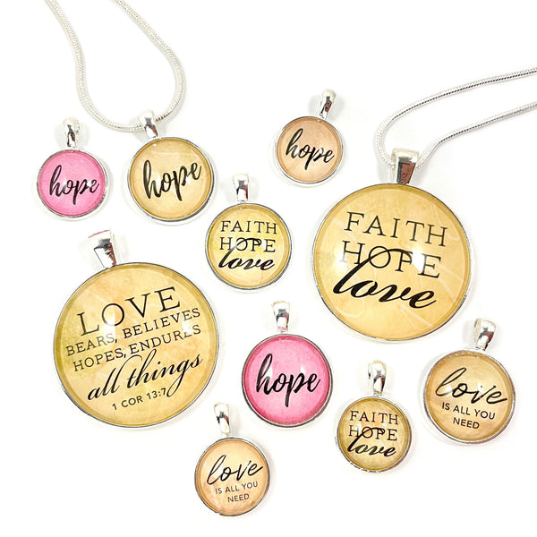 Faith, Hope, & Love – Love is All You Need – Silver-Plated Pendant Necklace (3 Sizes)