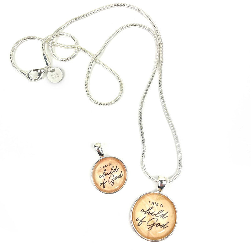 "I Am A Child of God" Silver-Plated Christian Pendant Necklace – 16mm or 20mm