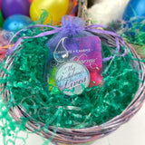 "My Redeemer Lives" Job 19:25 Scripture Pendant Necklace - Color Design in Easter basket