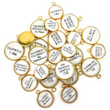 Names of God Scripture Charms Set for Jewelry Making – 16 or 20mm, Gold – Bulk Bracelet Charms