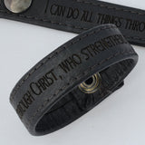 I Can Do All Things, Philippians 4:13 – Engraved Italian Leather Bracelet, Black or Brown