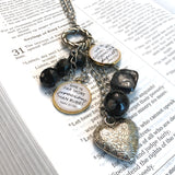 Create your own encouraging jewelry and DIY projects with ScriptCharms individual glass charms