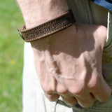 Blessed is the Man Who Takes Refuge In the Lord, Psalm 34:8 - Brown Engraved Italian Leather Bracelet
