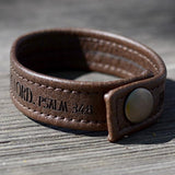 Blessed is the Man Who Takes Refuge In the Lord, Psalm 34:8 - Brown Engraved Italian Leather Bracelet