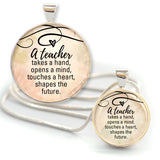 "A Teacher Shapes the Future" Pendant Necklace - 2 Sizes