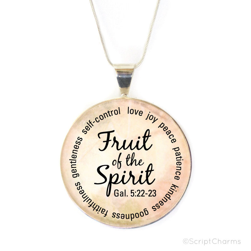 Fruit of the Spirit – Large Silver-Plated Glass Charm Necklace