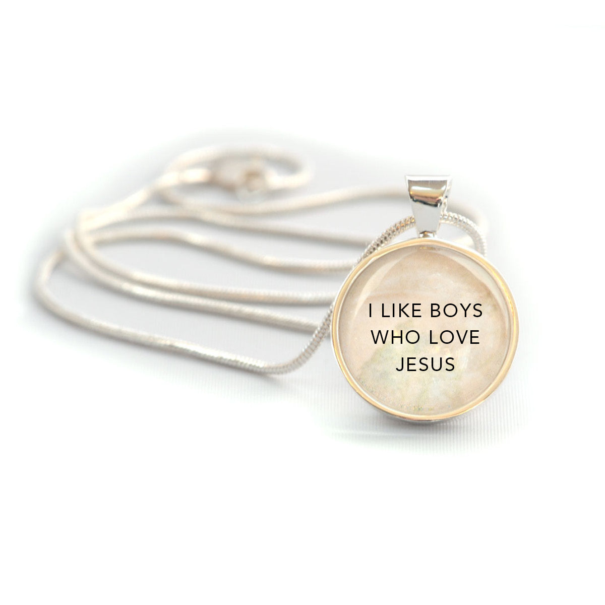 "I like boys who love Jesus" Christian Girls Charm Necklace (Medium)