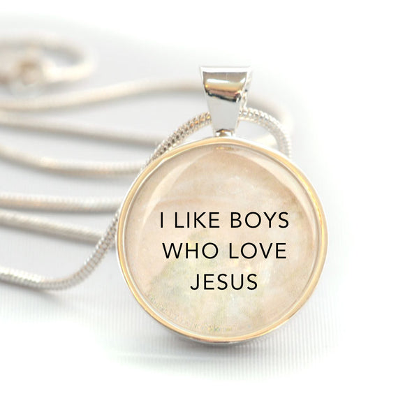 "I like boys who love Jesus" Christian Girls Charm Necklace (Medium)