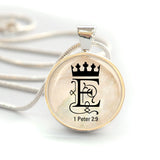 Personalized "You are Royalty" 1 Peter 2:9 Christian Charm Necklace (Medium)