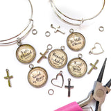 "Be Still & Know" Psalm 46:10 Scripture Charms for Jewelry Making, 20mm, Silver, Gold