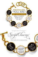 YOU ARE... Beautiful, Strong, Redeemed - 18K Gold-Plated Personalized Scripture Charm Bracelet